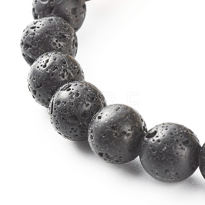 Electroplated Natural Lava Rock Round Beads Essential Oil Anxiety Aromatherapy Bracelets BJEW-JB06923-1