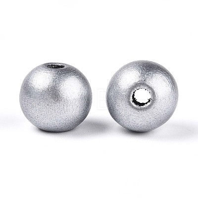 Spray Painted Round Natural Schima Wood Beads WOOD-A018-14mm-02-1