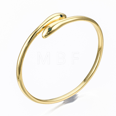 Brass Micro Pave Cubic Zirconia Cuff Bangles BJEW-T018-07G-NF-1