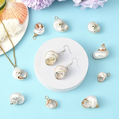 Electroplated Spiral Shell Pendants BSHE-YW0001-07G-1