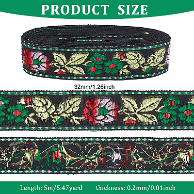 Ethnic Style Embroidery Polyester Ribbons OCOR-WH0077-34A-1