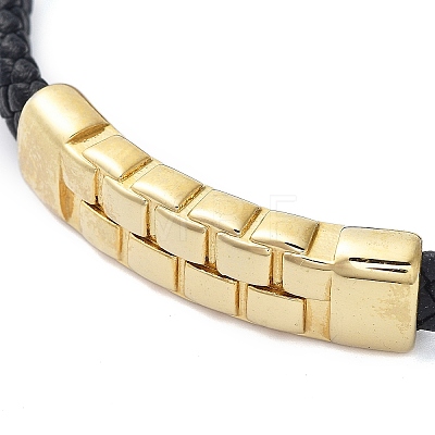 Men's Braided Black PU Leather Cord Bracelets BJEW-K243-68G-1