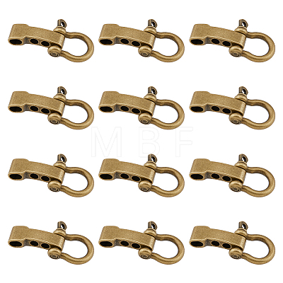 12Pcs Tibetan Style Alloy D-Ring Anchor Shackle Clasps FIND-FH0008-01-1