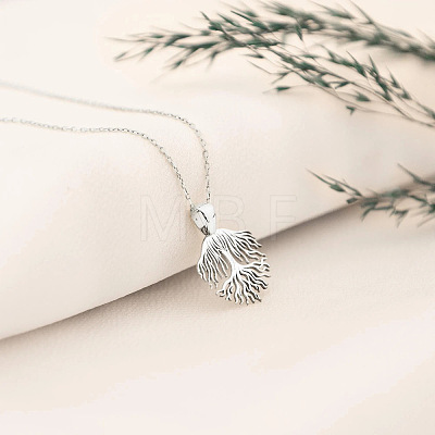 304 Stainless Steel Tree of Soul Pendant Necklaces for Women WG3C12A-01-1