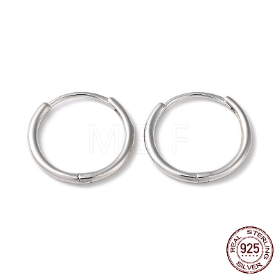 Rhodium Plated 925 Sterling Silver Huggie Hoop Earrings STER-D016-03D-P-1
