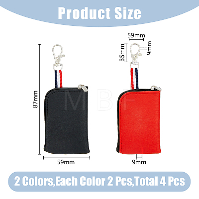 HOBBIESAY 4Pcs 2 Colors PU Leather Waist Bag with Zipper KBAG-HY0001-01-1