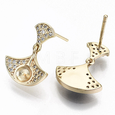 Brass Micro Pave Cubic Zirconia Stud Earring Findings KK-N233-052-NF-1