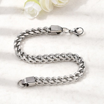 201 Stainless Steel Curb Chain Bracelets for Men STAS-T077-03P-1