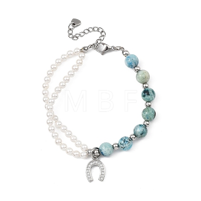 Brass Micro Pave Clear Cubic Zirconia Charm Bracelets BJEW-JB13748-01-1