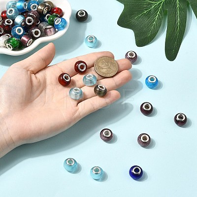 Handmade Silver Foil Glass European Beads LPDL-R008-M-1