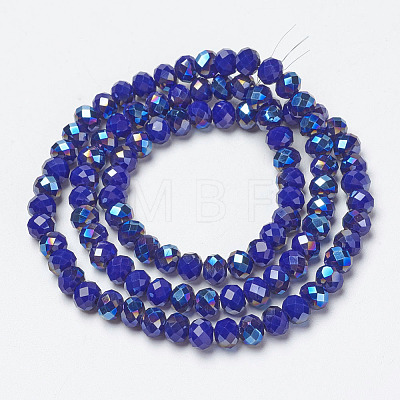 Electroplate Opaque Solid Color Glass Beads Strands EGLA-A034-P4mm-I14-1