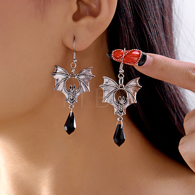 Bat Alloy Glass Dangle Earrings FS-WG196FB-02-1
