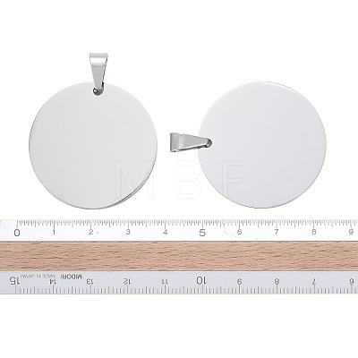 Tarnish Resistant DIY Materials 201 Stainless Steel Flat Round Hand Stamping Blank Tag Pendants STAS-O044-125-1