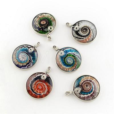 Handmade Silver Foil Lampwork Pendants FOIL-S135-01-B-1