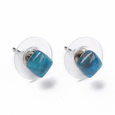 Natural Apatite Ear Studs EJEW-K091-01P-02-1