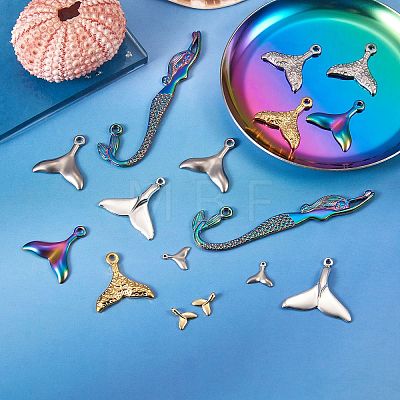 18Pcs 9 Style Eco-Friendly Brass and 304 Stainless Steel Charms FIND-SZ0002-07-1