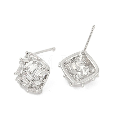 Brass Micro Pave Cubic Zirconia Stud Earring Findings KK-Z094-11P-1