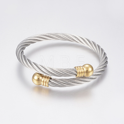 304 Stainless Steel Torque Bangles BJEW-G584-18A-1