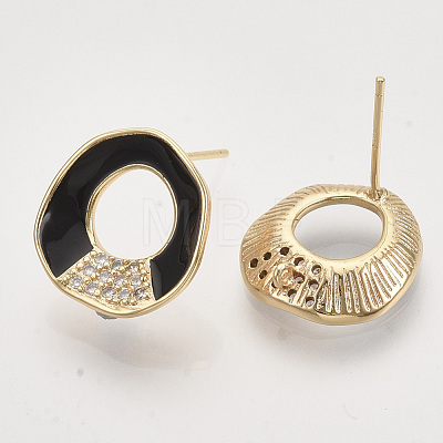 Brass Micro Pave Cubic Zirconia Stud Earring Findings KK-T054-36G-01-NF-1