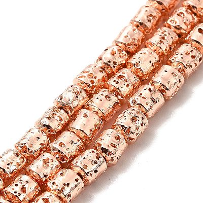 Electroplated Natural Lava Rock Beads Strands G-G984-04-1