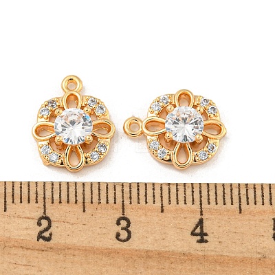 Brass Micro Pave Clear Cubic Zirconia Charms KK-Z057-04G-1