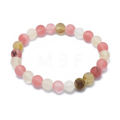 Frosted Tigerskin Glass Bead Stretch Bracelets BJEW-K212-A-016-1