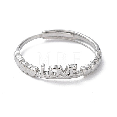 304 Stainless Steel Heart with Word Love Adjustable Rings RJEW-D006-20P-1