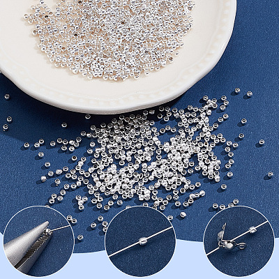 2000Pcs Brass Crimp Beads KK-SP0002-62S-1