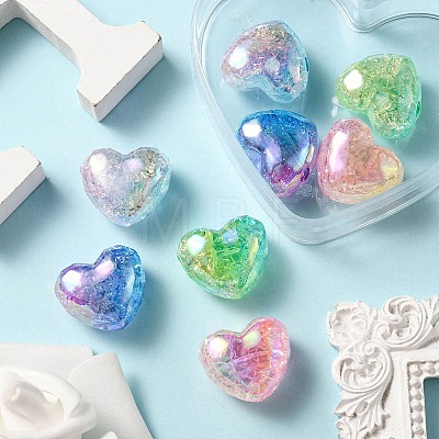 8Pcs 4 Colors Transparent Crackle Acrylic Beads OACR-YW0001-33-1