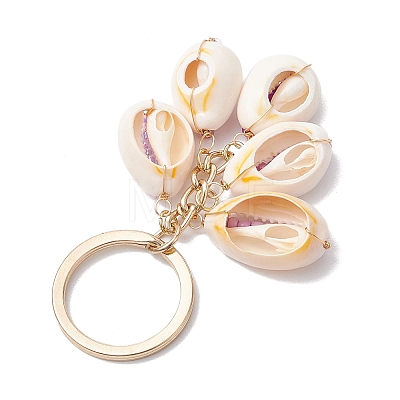 Glass with Iron with Natural Cowrie Shell Keychain KEYC-JKC00942-1