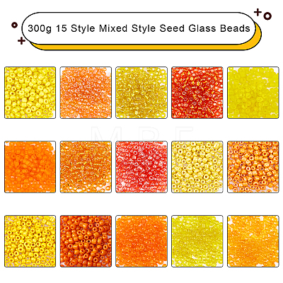  300g 15 Style Mixed Style Seed Glass Beads SEED-NB0001-27B-1