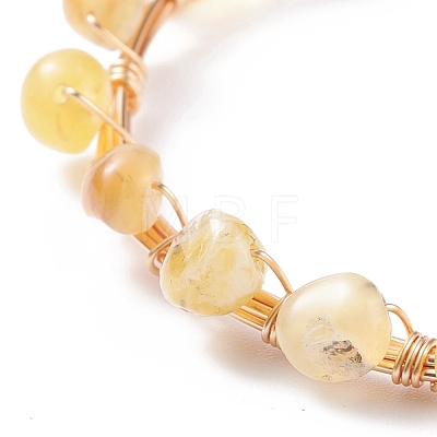 Natural Yellow Opal Braided Beaded Bracelet BJEW-JB07997-05-1