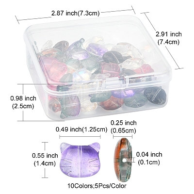 50Pcs 10 Colors Glass Beads GLAA-FS0001-26-1