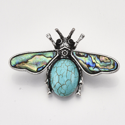 Synthetic Turquoise Brooches/Pendants G-S353-08G-1