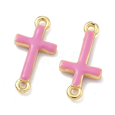 Brass Enamel Religion Cross Links Connector Charms KK-D229-07G-04-1