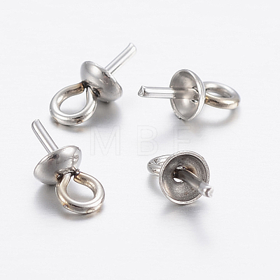 304 Stainless Steel Cup Pearl Peg Bails Pin Pendants STAS-H452-01P-1