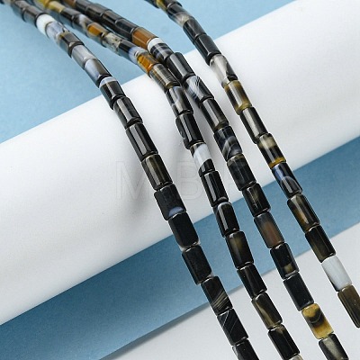 Natural Black Agate Beads Strands G-D067-A01-1