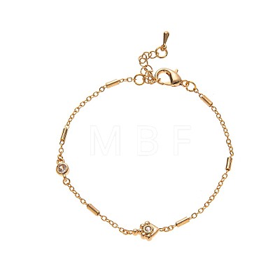 Brass Micro Pave Clear Cubic Zirconia Link Bracelets WGAB5A1-01-1