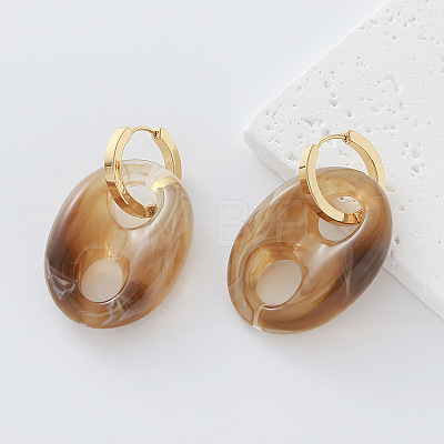 Oval Resin Hoop Earrings for Women SG4237-3-1