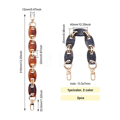 Givenny-EU 2Pcs 2 Colors Acrylic Curb Chain Bag Strap FIND-GN0001-28-1
