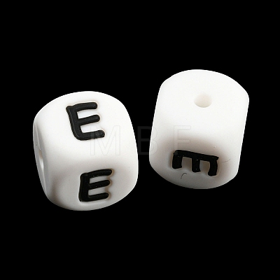 20Pcs White Cube Letter Silicone Beads 12x12x12mm Square Dice Alphabet Beads with 2mm Hole Spacer Loose Letter Beads for Bracelet Necklace Jewelry Making JX432E-1