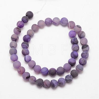 Natural Druzy Geode Agate Bead Strands G-K166-09-8mm-07-1