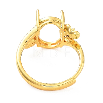 Rack Plating Oval Brass Micro Pave Cubic Zirconia Adjustable Ring Components KK-Q819-02G-1