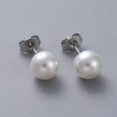 Plastic Imitation Pearl Stud Earrings STAS-D0001-03-P-1