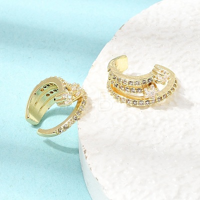 Brass Micro Pave Cubic Zirconia Cuff Earrings for Women CU-CBAE7DF-31G-1