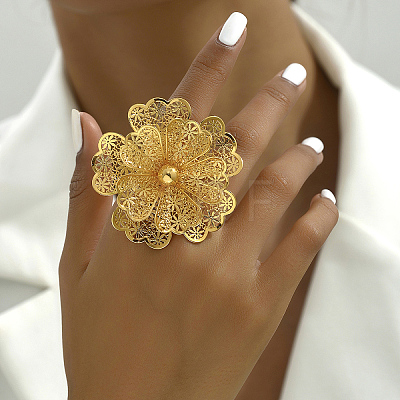 Elegant Middle Eastern Style Flower Iron Cuff Rings for Wedding Party RY8475-1