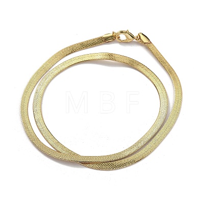 Brass Flat Snake Chain Necklaces for Women NJEW-U035-05G-1