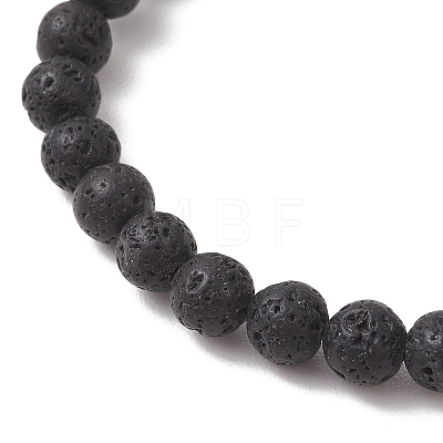 Natural Lava Rock Round Beads Stretch Bracelets BJEW-JB13512-1