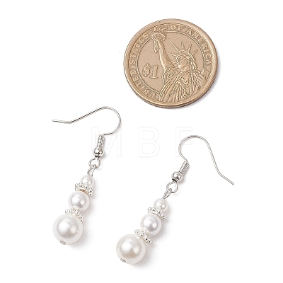 Round Shell Pearl Beaded Necklace & Bracelet & Dangle Earring Sets SJEW-JS01337-1