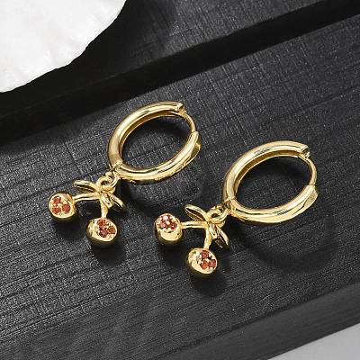 Brass Cubic Zirconia Hoop Earrings EJEW-Q015-01G-B-1